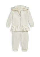 Baby Girls Velour Hoodie & Jogger Pants Set