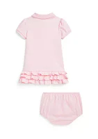 Baby Girls Ruffled Cotton Polo Dress & Bloomer