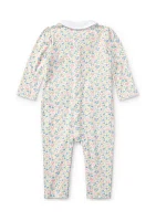 Baby Girls Floral Print Cotton Coverall