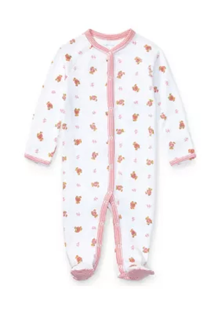 Baby Girls Bear Print Cotton Coverall