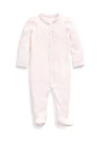 Baby Girls Floral Trim Cotton Coverall