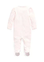 Baby Girls Floral Trim Cotton Coverall