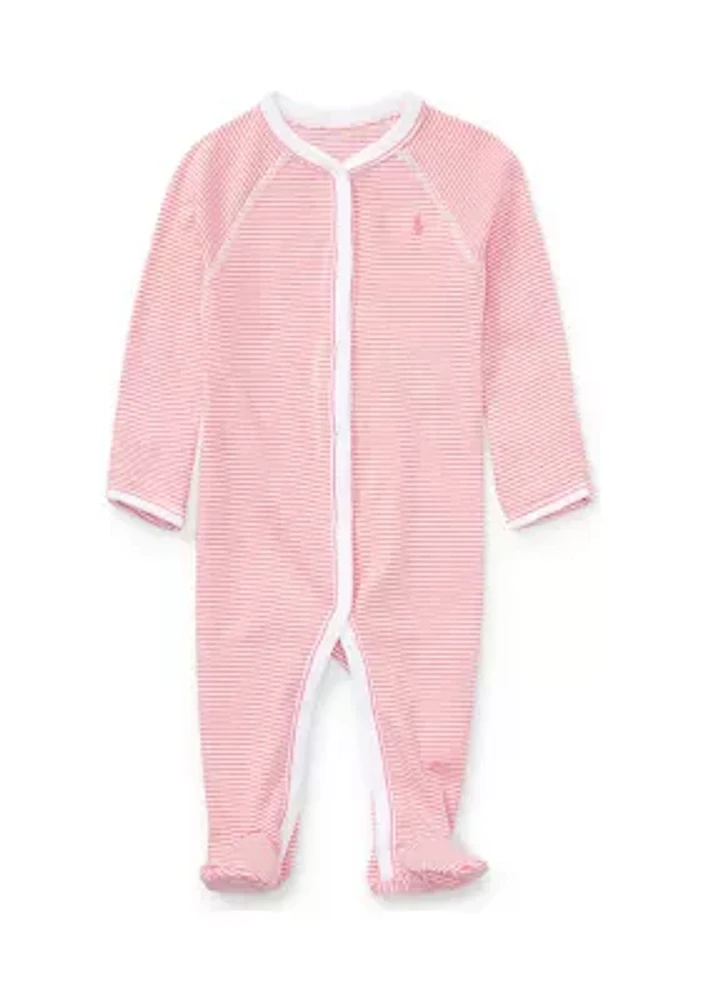 Baby Girls Striped Cotton Coverall