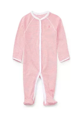 Baby Girls Striped Cotton Coverall