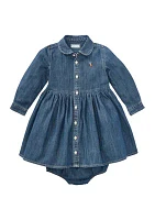 Infant Girls Denim Shirtdress and Bloomer