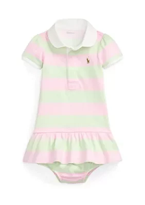 Baby Girls Striped Cotton Rugby Dress & Bloomer