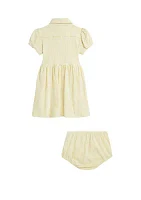 Baby Girl Striped Knit Oxford Shirtdress and Bloomer