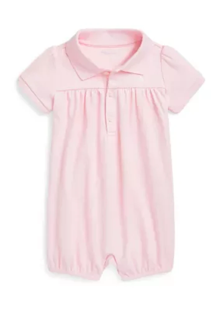 Baby Girls Cotton Interlock Polo Bubble Shortall