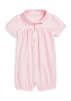 Baby Girls Cotton Interlock Polo Bubble Shortall