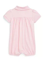 Baby Girls Cotton Interlock Polo Bubble Shortall