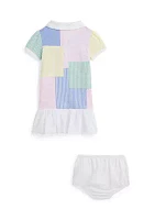 Baby Girls Patchwork Mesh Polo Dress & Bloomer