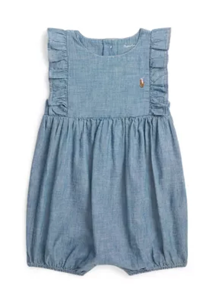 Baby Girls Indigo Chambray Bubble Shortall