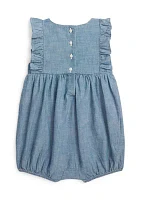 Baby Girls Indigo Chambray Bubble Shortall