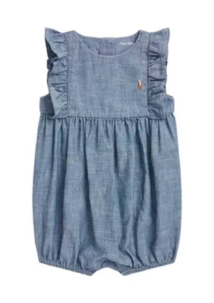 Baby Girls Indigo Chambray Bubble Shortall