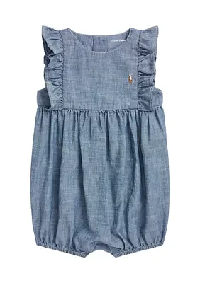 Baby Girls Indigo Chambray Bubble Shortall