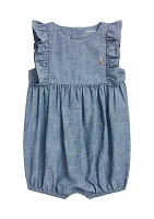 Baby Girls Indigo Chambray Bubble Shortall