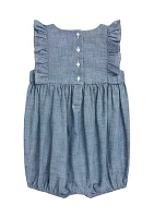 Baby Girls Indigo Chambray Bubble Shortall