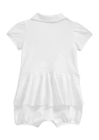 Baby Girl Stretch Mesh Peplum Polo Shortall