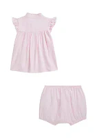 Baby Girls Tennis-Embroidered Mesh Top & Bloomer Set