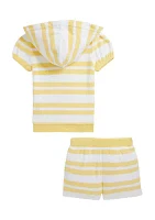 Baby Girls Striped Terry Zip Hoodie & Short Set