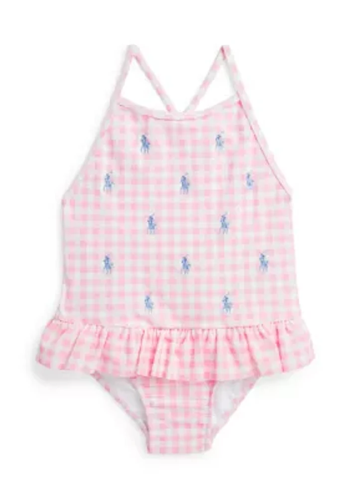 Baby Girls Polo Pony Ruffled One-Piece Swimsuit