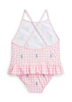 Baby Girls Polo Pony Ruffled One-Piece Swimsuit