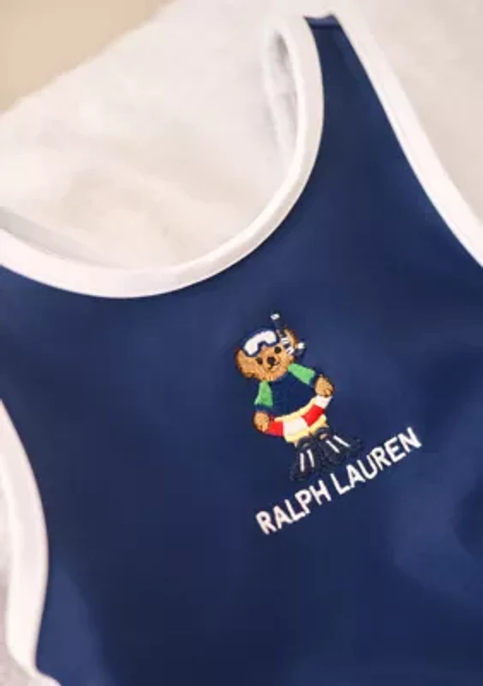 Baby Girls Polo Bear Ruffled One-Piece Swimsuit