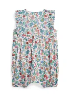 Baby Girls Floral Cotton Batiste Bubble Shortall