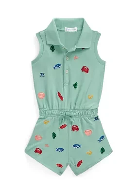 Baby Girls Beach Icon Stretch Mesh Polo Romper