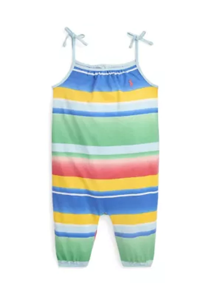 Baby Girls Striped Cotton Jersey Romper