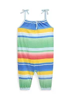 Baby Girls Striped Cotton Jersey Romper