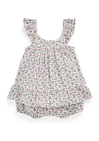 Baby Girls Floral Cotton Jersey Top & Bloomer Set