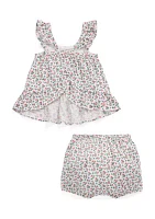 Baby Girls Floral Cotton Jersey Top & Bloomer Set