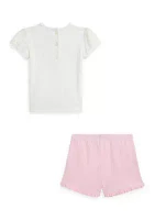 Baby Girls Polo Bear Jersey Tee & Mesh Short Set