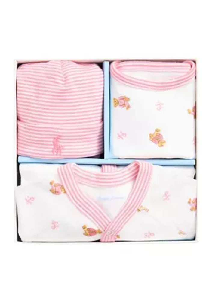 Baby Girls Floral Cotton 3-Piece Gift Set