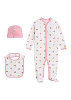 Baby Girls Floral Cotton 3-Piece Gift Set