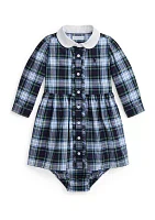 Baby Girls Plaid Cotton Poplin Shirtdress & Bloomer