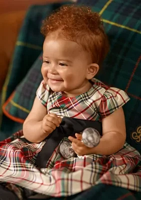 Baby Girls Plaid Twill Dress & Bloomer