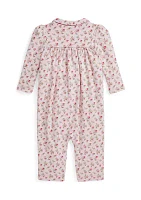 Baby Girls Floral Cotton Interlock Coverall