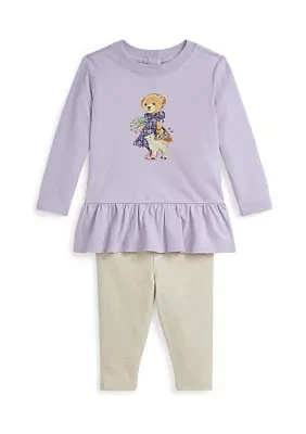 Baby Girls Polo Bear Jersey T-Shirt and Leggings Set