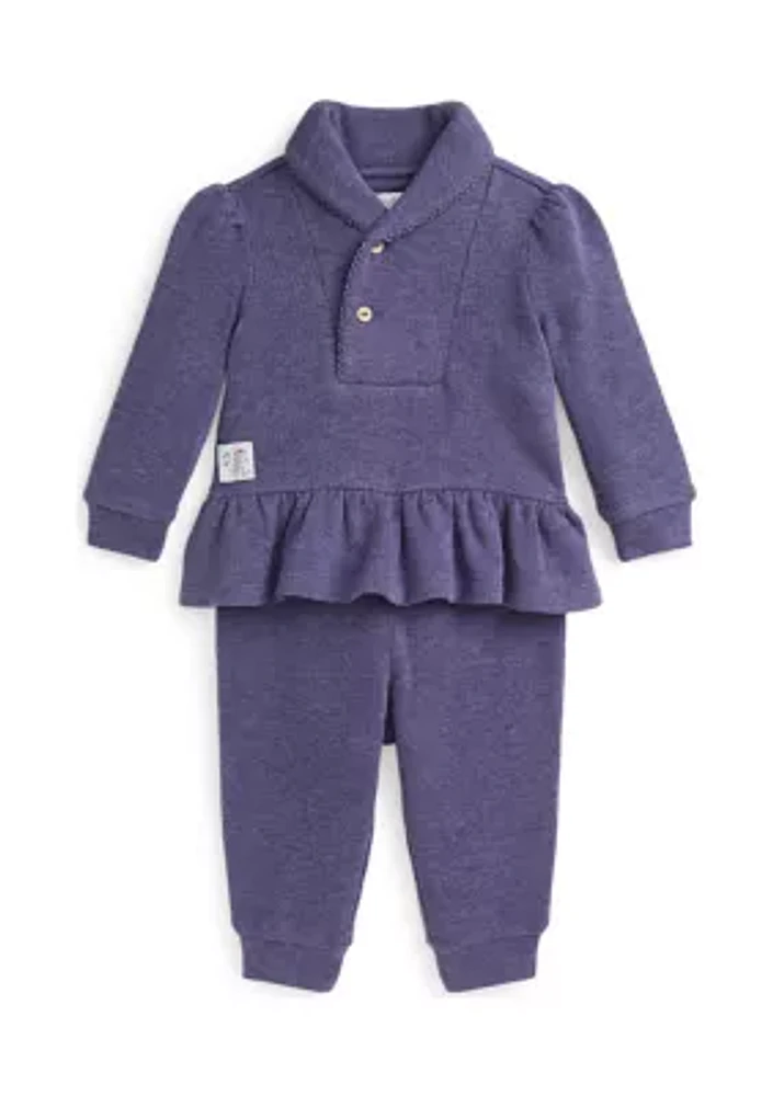 Baby Girls French Rib Cotton Pullover and Pant Set