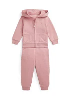 Baby Girls Picot Fleece Hoodie & Jogger Pants Set