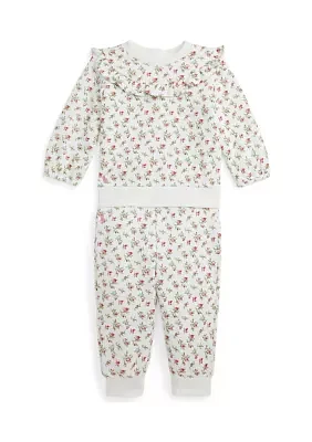 Baby Girls Floral Fleece Sweatshirt and Pant Set