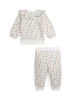 Baby Girls Floral Fleece Sweatshirt and Pant Set