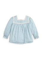 Baby Girls Chambray Top & Ribbed Leggings Set