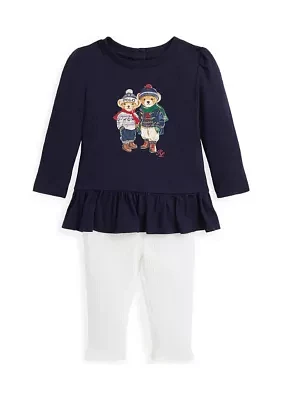 Baby Girls Polo Bear Jersey T-Shirt & Leggings Set