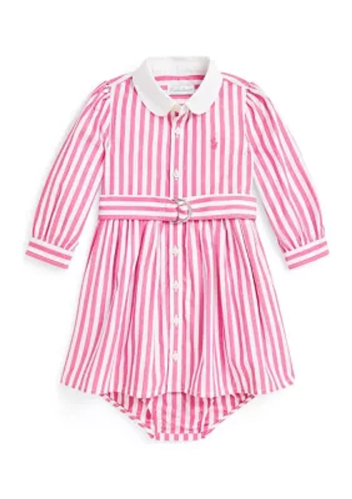 Baby Girls Striped Poplin Shirtdress & Bloomer