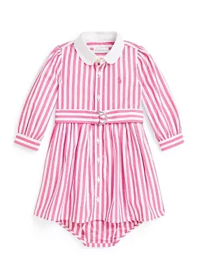 Baby Girls Striped Poplin Shirtdress & Bloomer