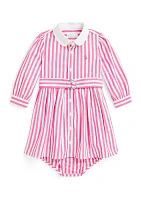 Baby Girls Striped Poplin Shirtdress & Bloomer