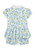 Baby Girls Floral Cotton Mesh Polo Bubble Shortall